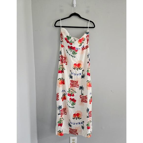 Anthropologie Paper Heart Linen Blend Fruit Maxi Dress XL - Picture 3 of 4